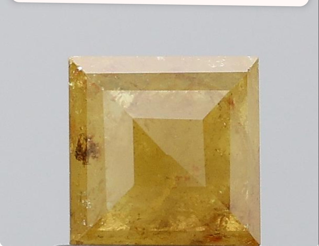 0.76 ct. Square Stepcut Natural yellow Colour Rustic Diamond