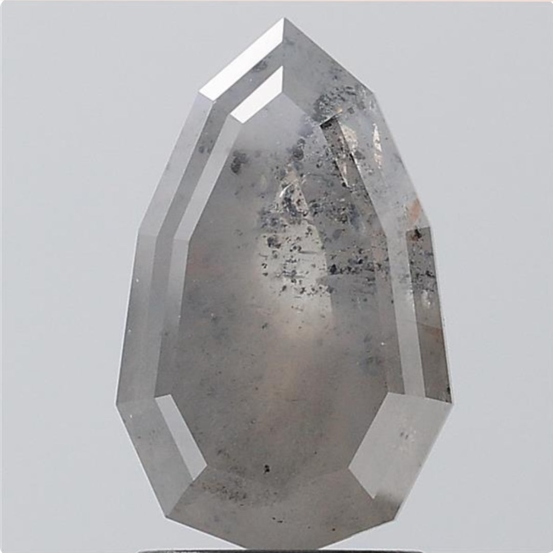 2.73 ct. Pear Step Cut Natural Salt and pepper Diamond