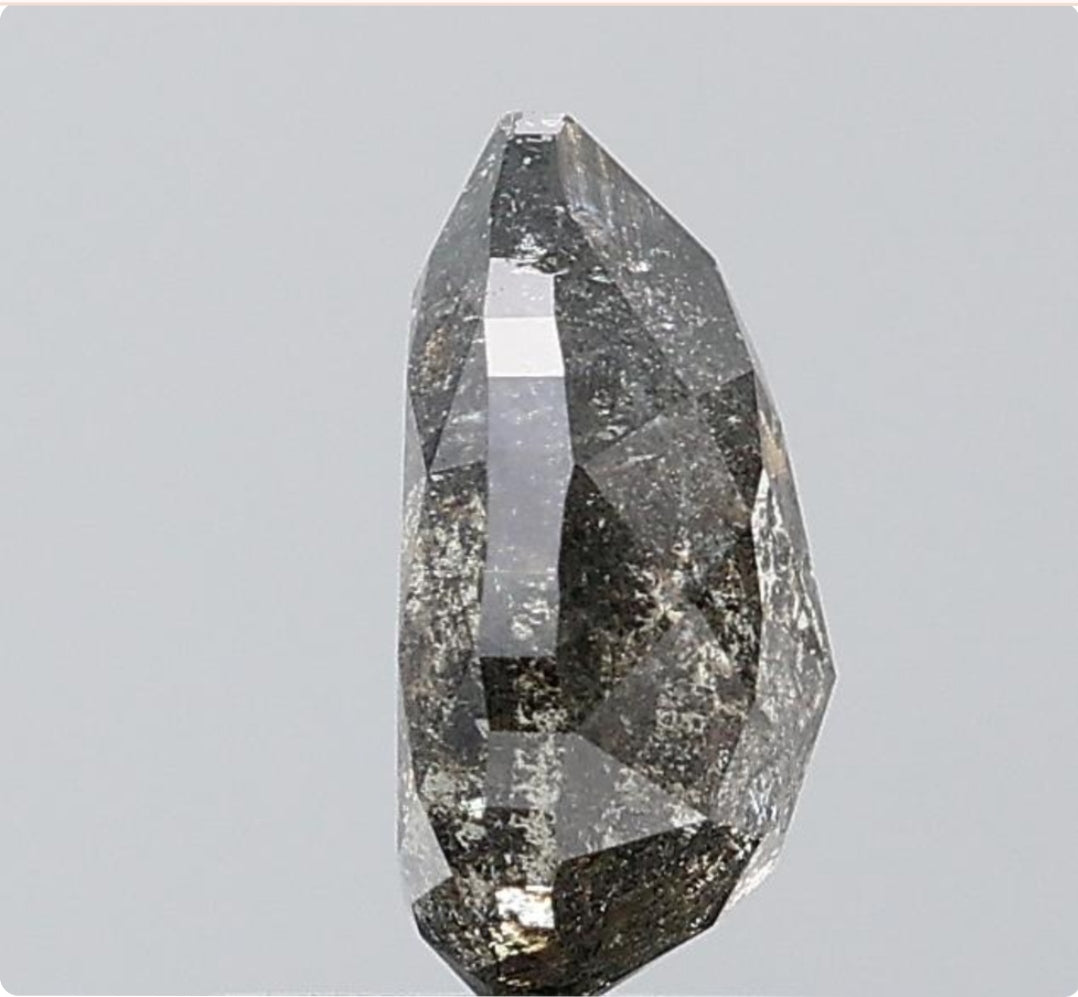 1.18 ct. Pear Rose Cut Natural Salt and pepper Diamond