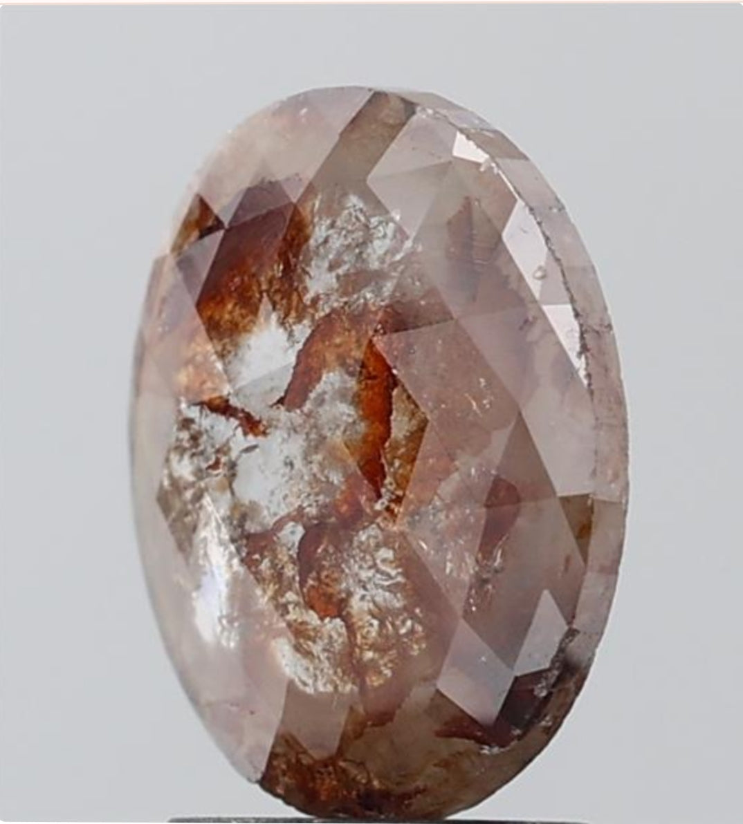 1.87 ct. Oval Mat Pattern Cut Natural Red Colour Rustic Diamond
