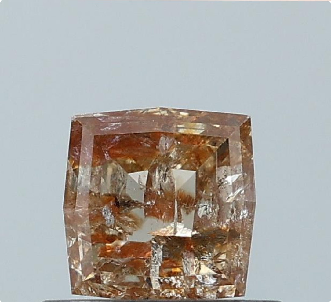 0.71 ct. Cushion Stepcut Natural Red Colour Rustic Diamond