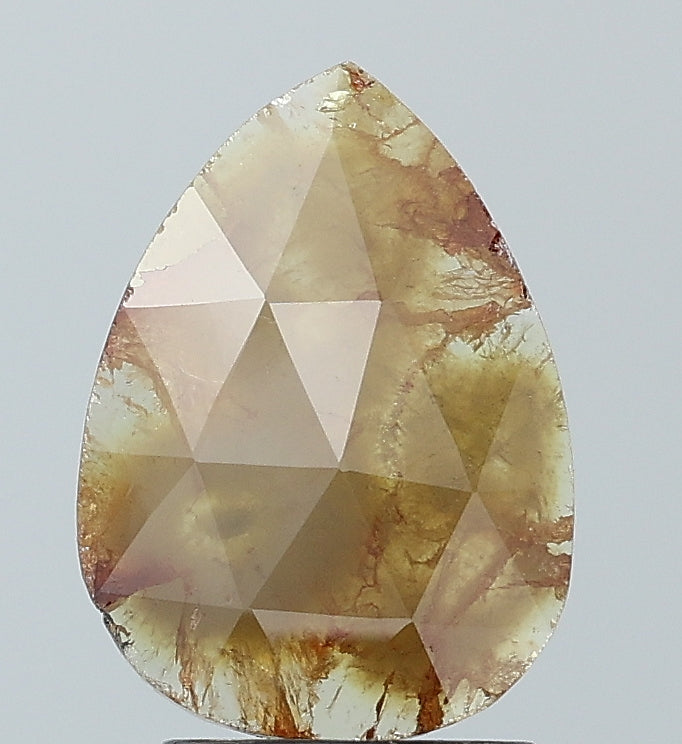 1.64 ct. Pear Rose Cut Natural Yellow Colour Rustic Diamond