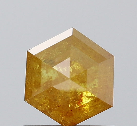 0.89 ct. Hexagon Step Cut Natural Yellow Colour Rustic Diamond