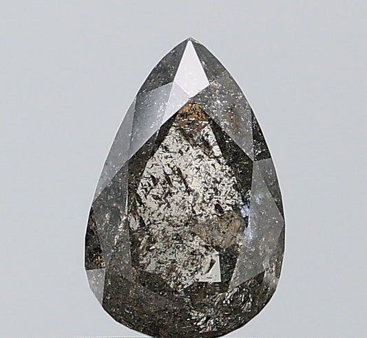 1.18 ct. Pear Rose Cut Natural Salt and pepper Diamond