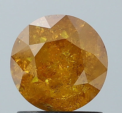 1.46 ct. Round Brilliant Cut Natural Yellow Colour Rustic Diamond