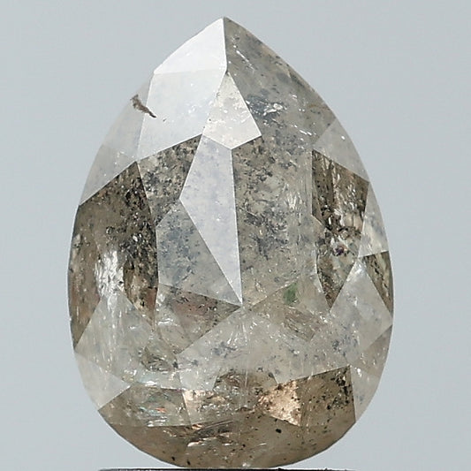 2.99 ct. Pear Rosecut Natural Salt and pepper Rustic Diamond