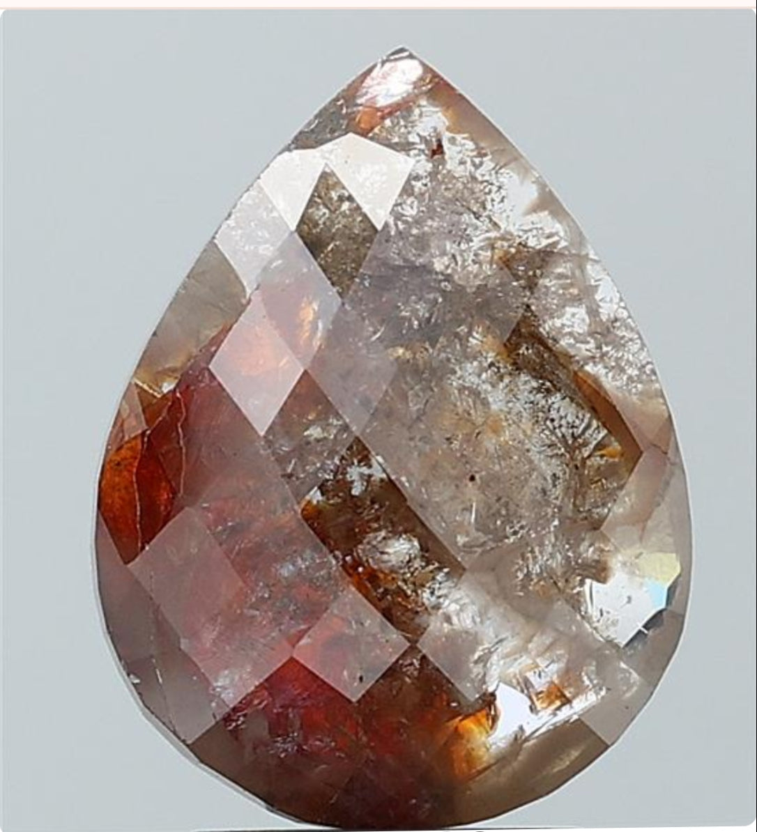 2.56 ct Pear Mat pattern Cut Natural Rustic Diamond