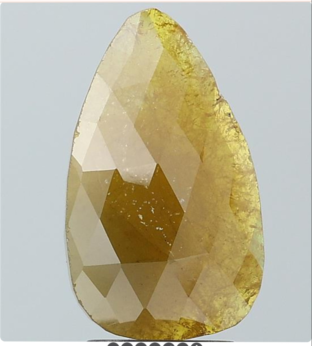 2.19 ct. Pear Mat Pattern Cut Natural yellow Colour Rustic Diamond