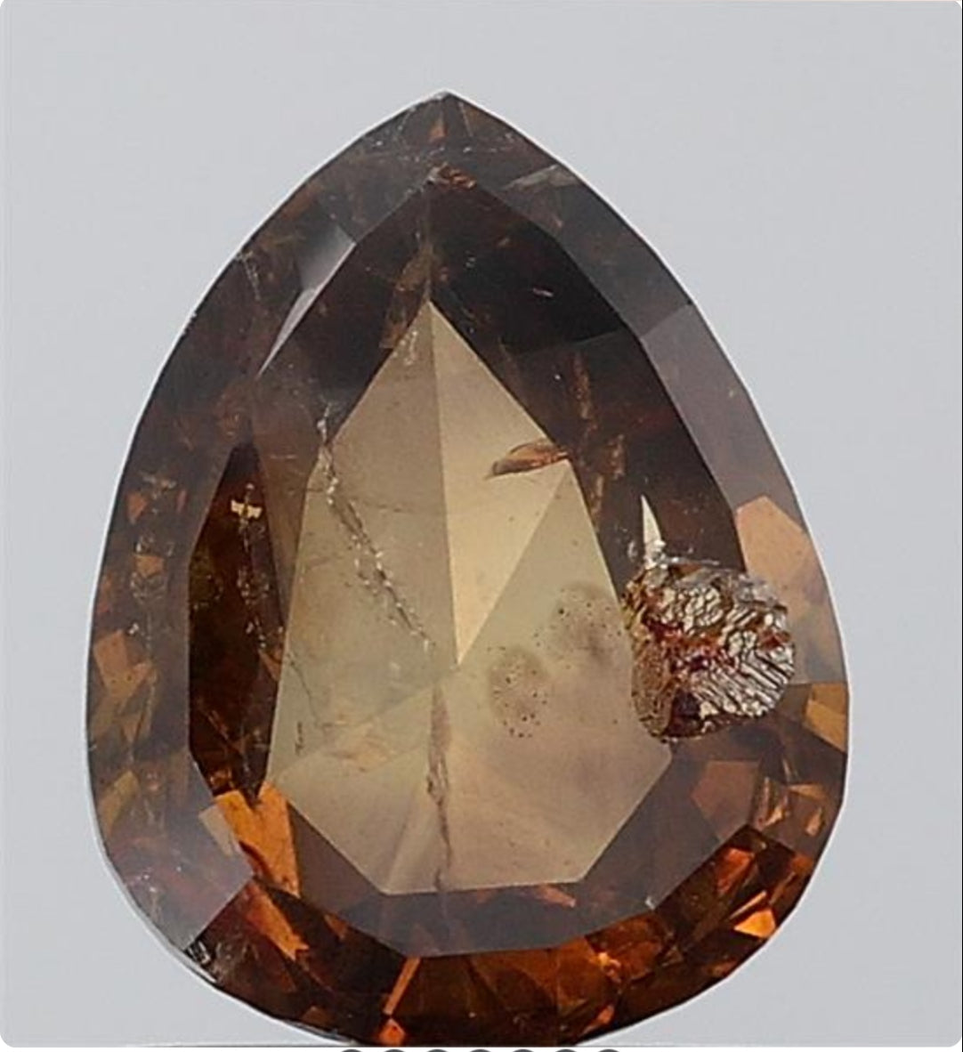 1.25 ct Pear Rose Cut Natural Brown Colour Diamond