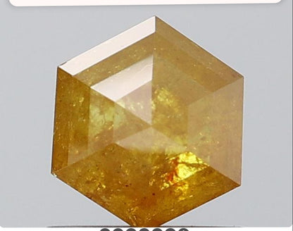 0.89 ct. Hexagon Step Cut Natural Yellow Colour Rustic Diamond