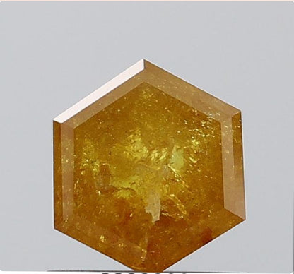 0.89 ct. Hexagon Step Cut Natural Yellow Colour Rustic Diamond