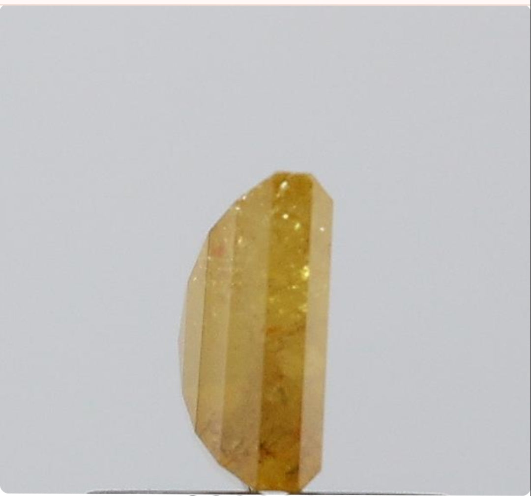 3.81 ct. Cushion Step Cut Natural yellow Colour Rustic Diamond