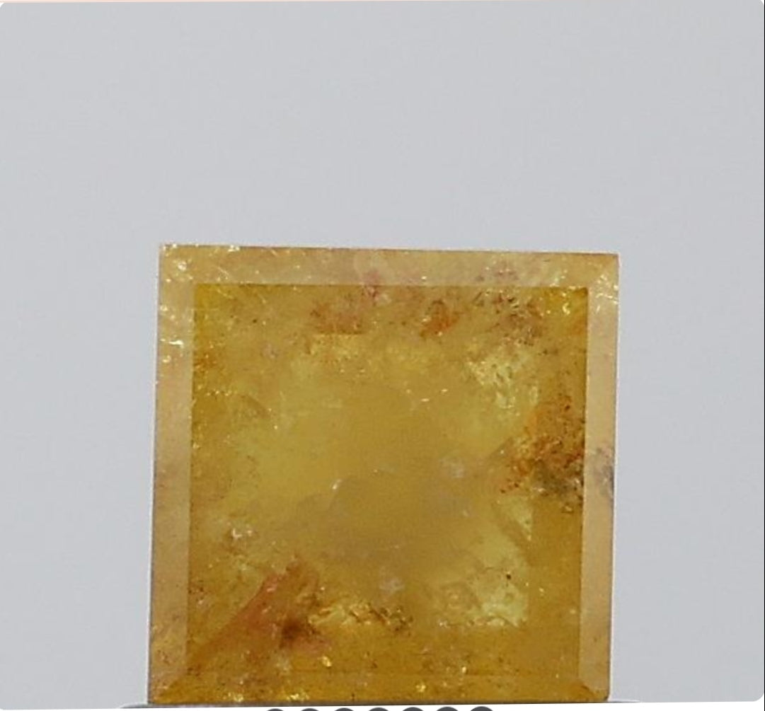 0.76 ct. Square Stepcut Natural yellow Colour Rustic Diamond