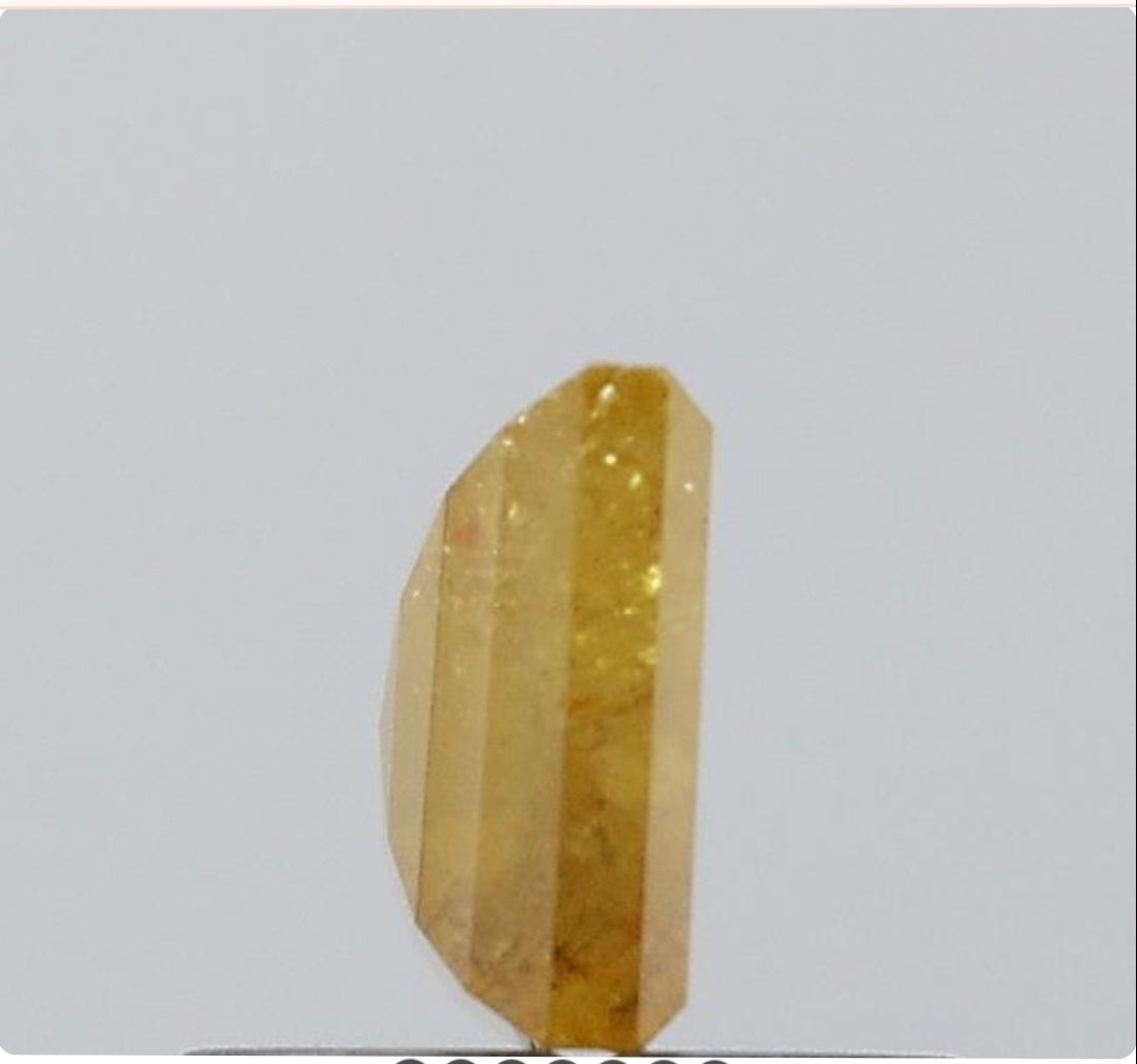 0.76 ct. Square Stepcut Natural yellow Colour Rustic Diamond