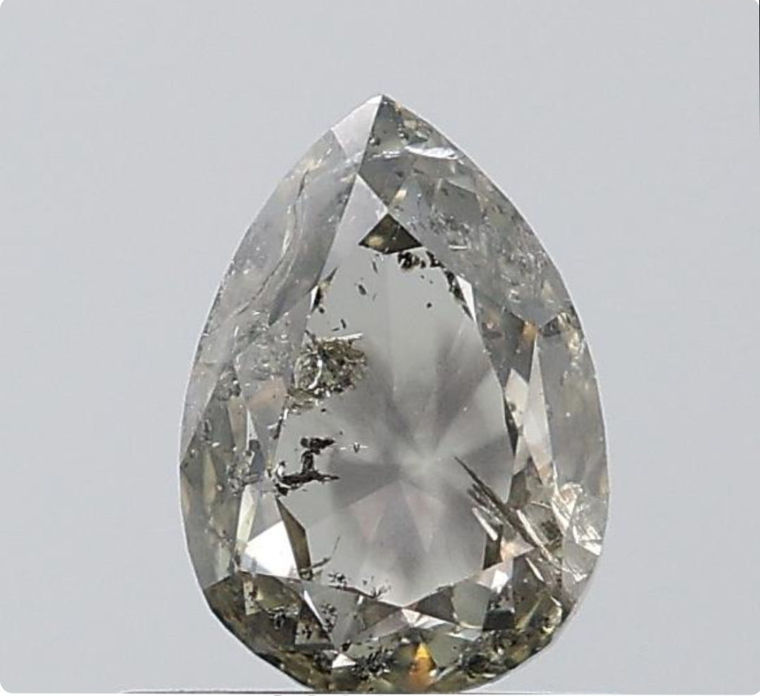 1.03 ct. Pear Rose Cut Natural Salt and pepper Diamond