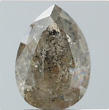 2.99 ct. Pear Rosecut Natural Salt and pepper Rustic Diamond