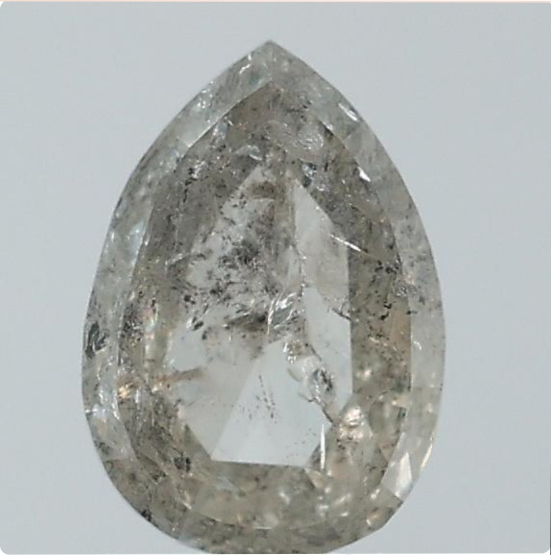 1.17 ct. Pear Rosecut Natural Salt and pepper Diamond