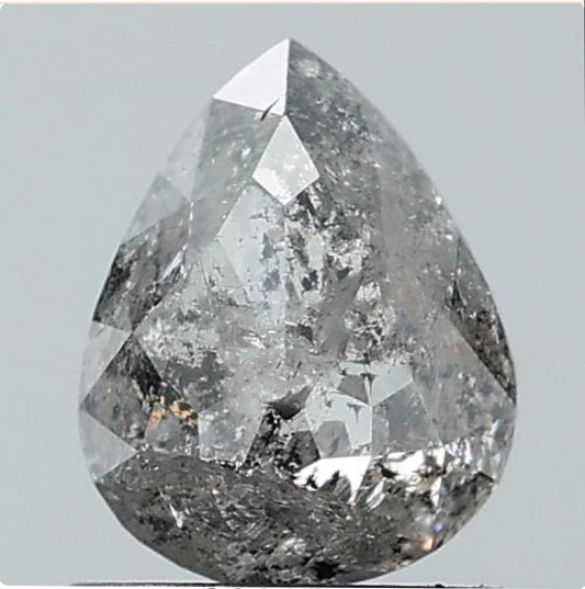 1.39 ct. Pear Rosecut Natural Salt and pepper Diamond