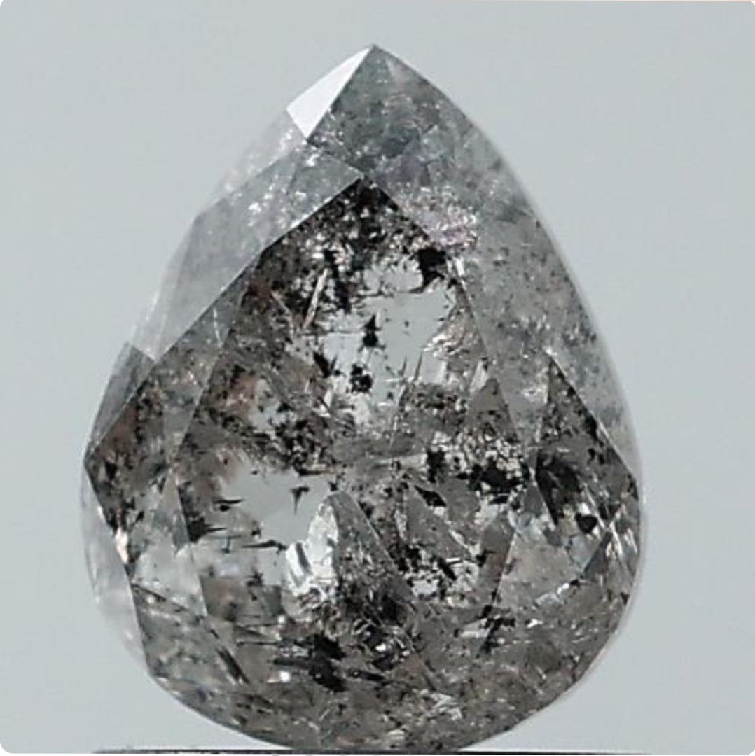 1.39 ct. Pear Rosecut Natural Salt and pepper Diamond