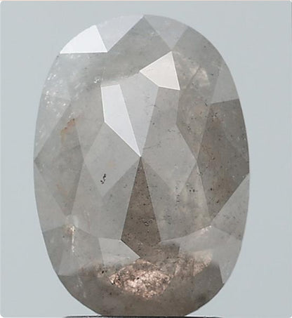 2.66 ct. Oval Rosecut Natural Salt and pepper Grey colour Diamond