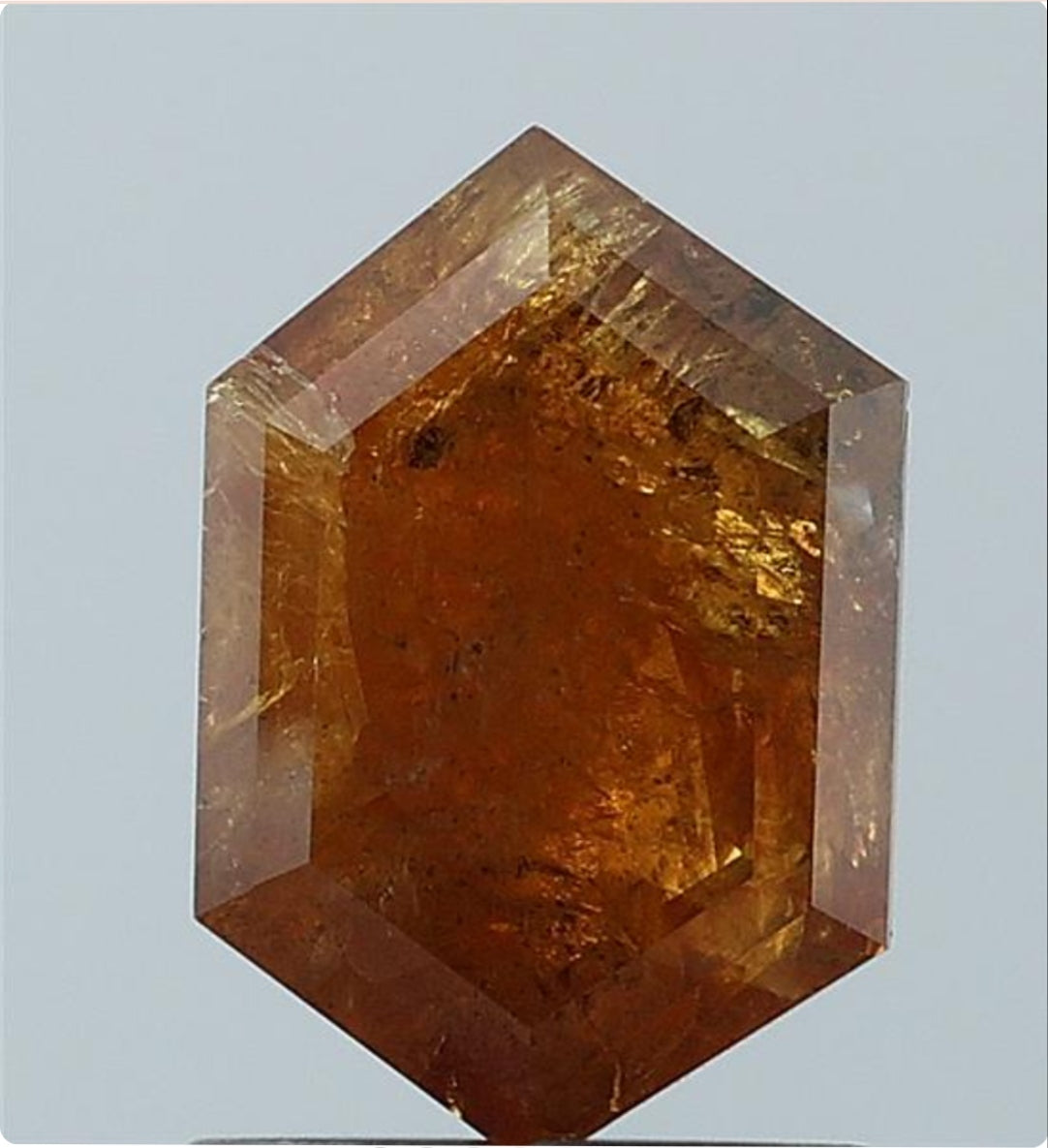 1.33 ct. Hexagon Stepcut Natural Red Brown Colour Rustic Diamond