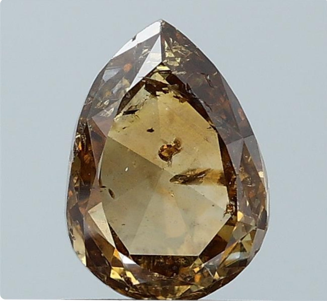 1.00 ct. Pear Rosecut Natural Brown Colour Diamond