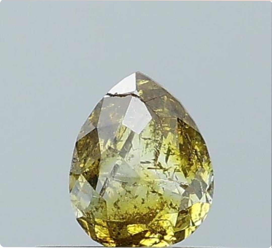 0.57 ct. pear Rosecut Natural Green Colour Diamond