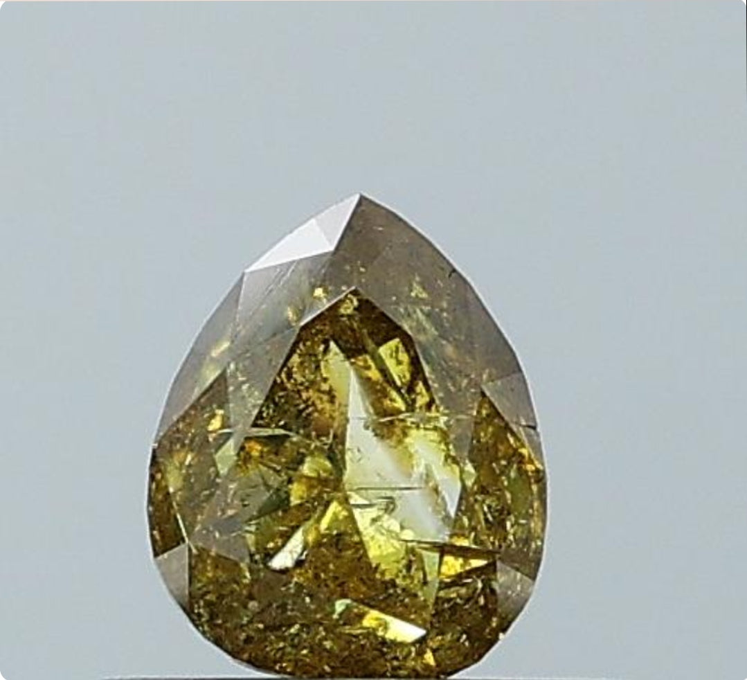 0.57 ct. pear Rosecut Natural Green Colour Diamond