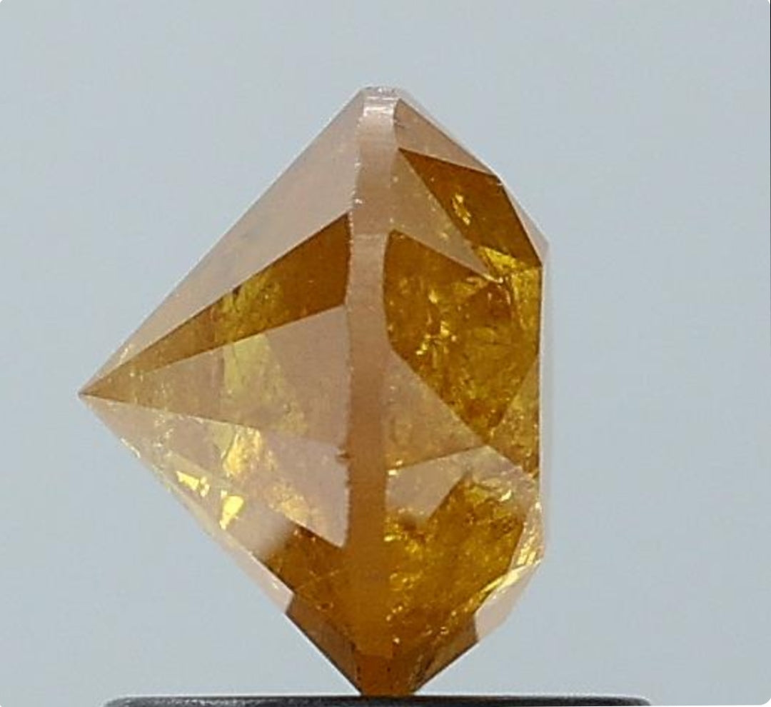 1.46 ct. Round Brilliant Cut Natural Yellow Colour Rustic Diamond