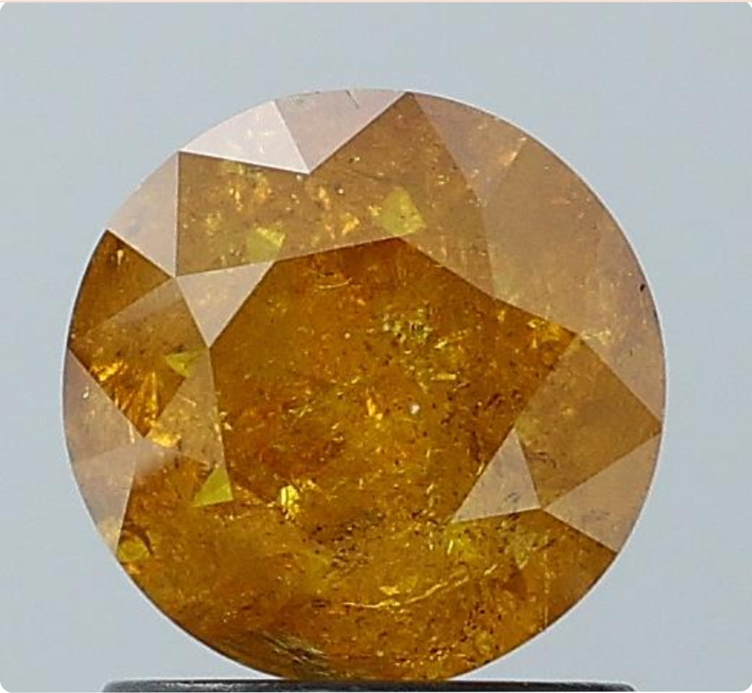 1.46 ct. Round Brilliant Cut Natural Yellow Colour Rustic Diamond