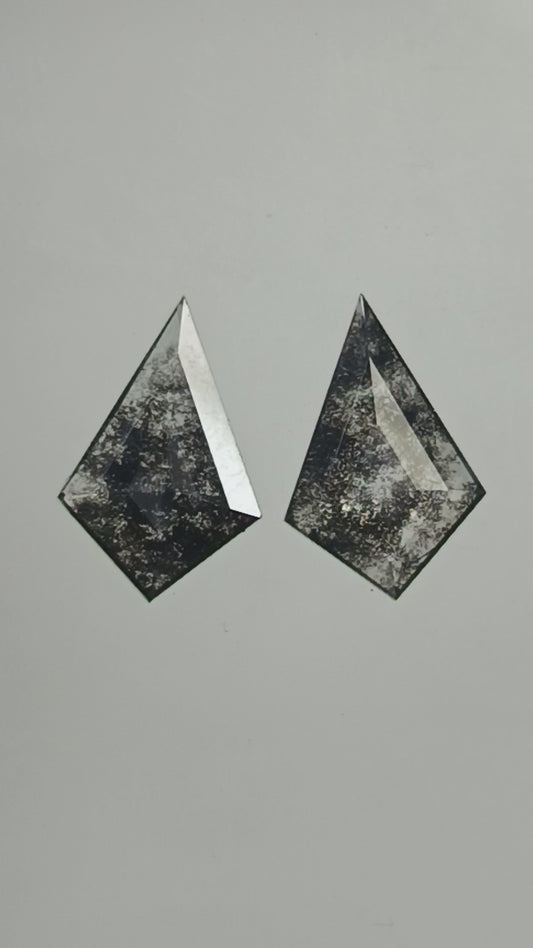 2-2.69 ct Kite Stepcut Salt and pepper Lab Grown Diamond