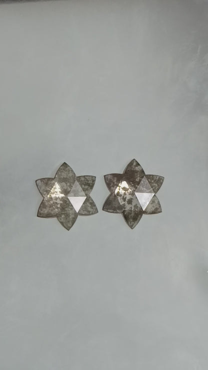 2-2.99 ct. Star Rosecut Pair Salt and pepper Lab Grown Diamond
