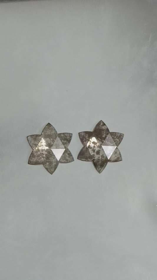2-2.99 ct. Star Rosecut Pair Salt and pepper Lab Grown Diamond