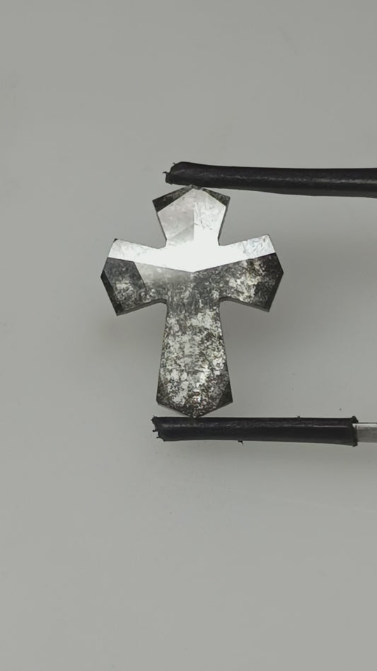 1-3.06 ct. Cross Rosecut Salt and pepper Lab Grown Diamond