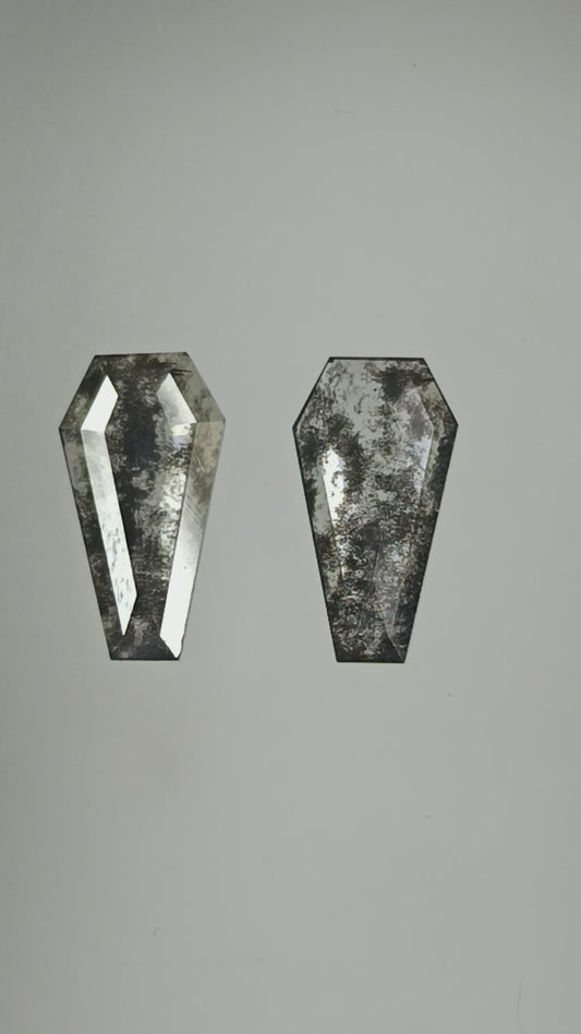 2-3.14 ct Coffin Cut Pair Salt and pepper Lab Grown Diamond
