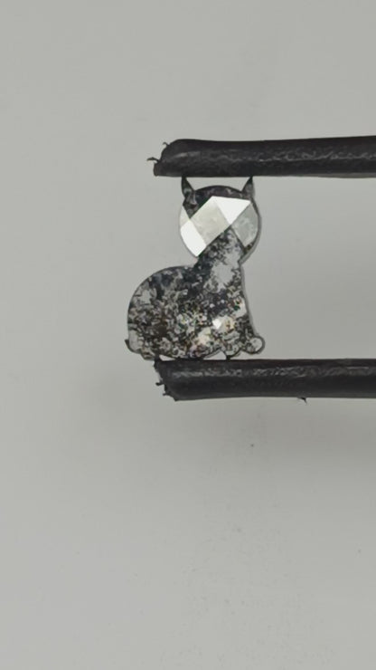 1-0.84 ct.k Cat Rosecut Salt and pepper Lab Grown Diamond