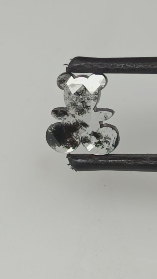 1-1.08 ct. Teddy Bear Rosecut Salt and pepper Lab Grown Diamond