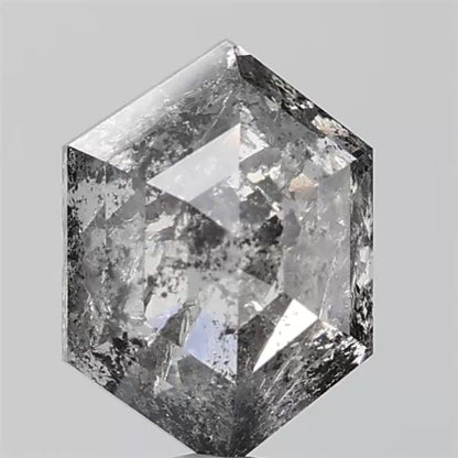 2.91 ct. Hexagon Step Cut Natural Salt and pepper Diamond