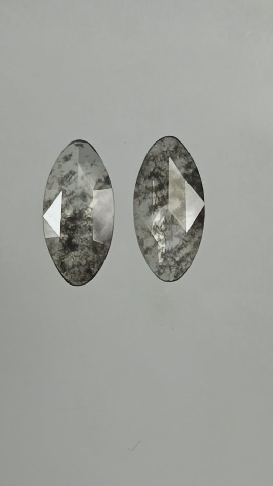 2-2.10 ct moval Rosecut Pair Salt and pepper Lab Grown Diamond