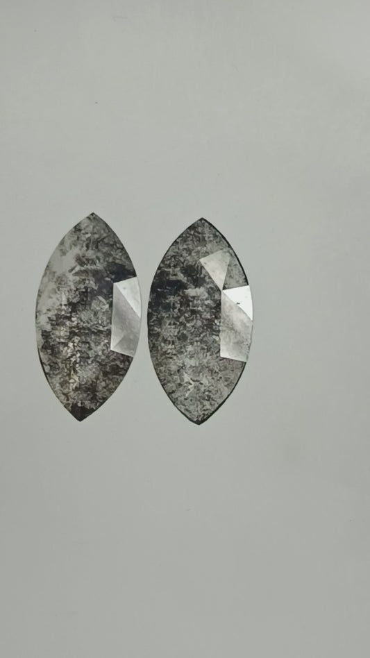 2-2.58 ct Marquis Rosecut Salt and pepper Lab Grown Diamond