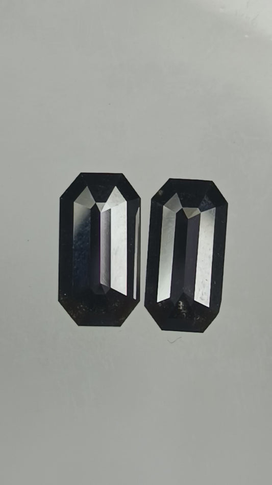 2-4.99 ct Emrald Stepcut Pair Salt and pepper Lab Grown Diamond